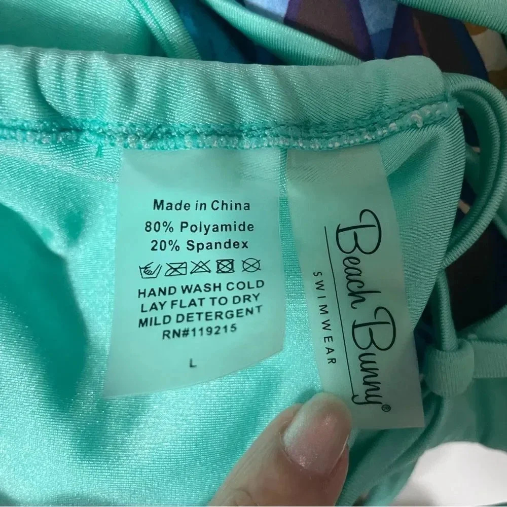 Beach Bunny Ireland High Apex Strappy Bikini Top Mint Size Large - Picture 6 of 7